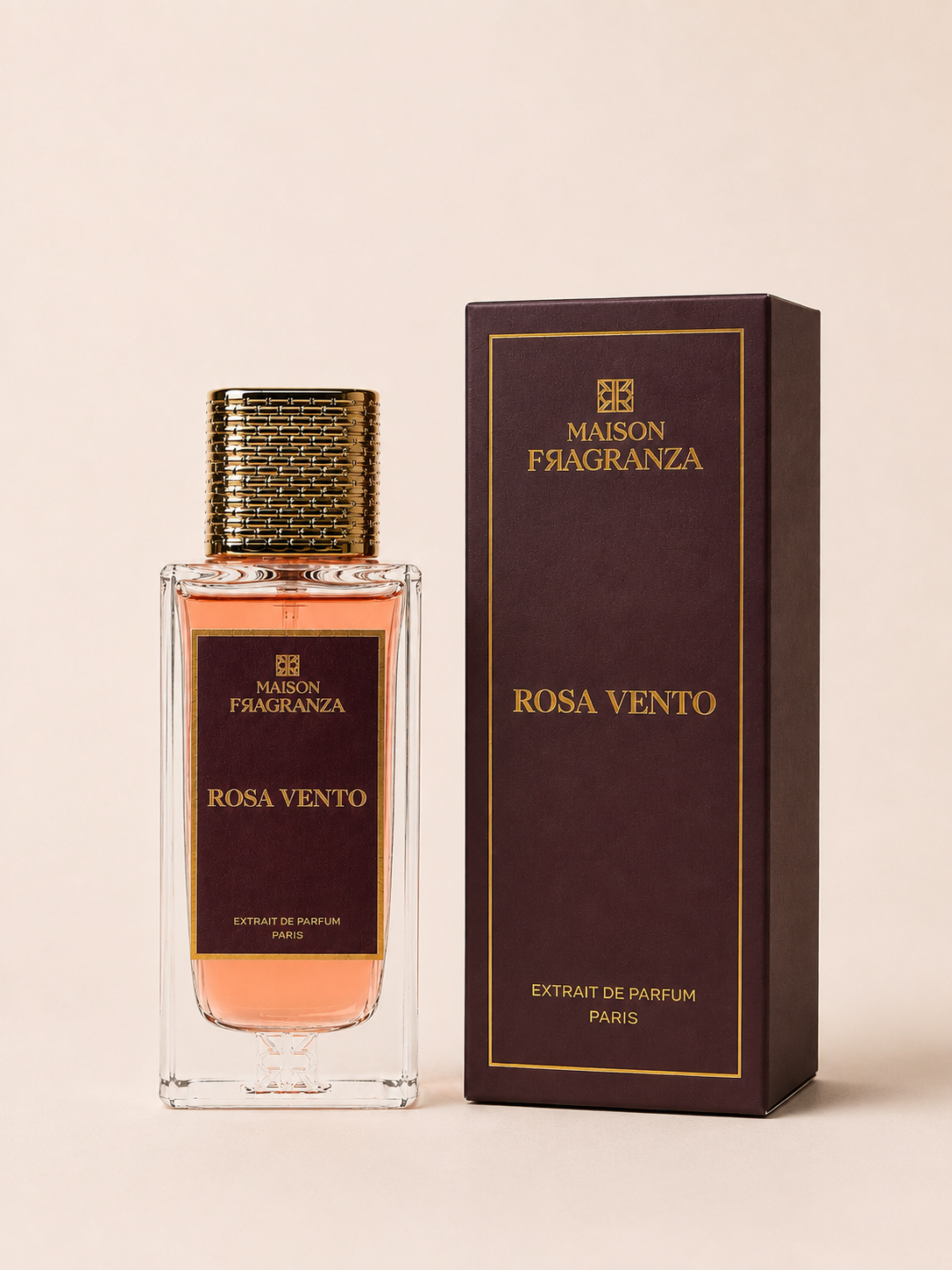 Rosa Vento, flacon et boîte bordeaux